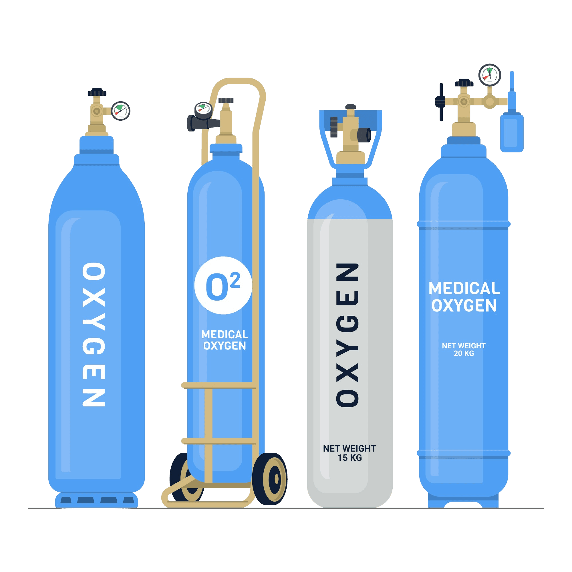 Various Medical Oxygen Cylinders Various medical oxygen cylinders in different sizes